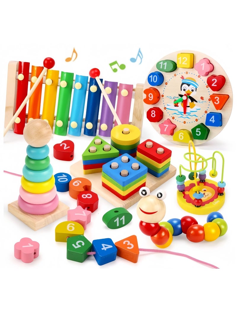 Montessori Toys for 2 Year Old Boys Girls, 6PCS Kids Wooden Toys, Baby Boy Toys 3-6 Year Old, Preschool Educational Learning Toy for Kids Ages 3 4 5 6+, Birthday Gifts - Image 1