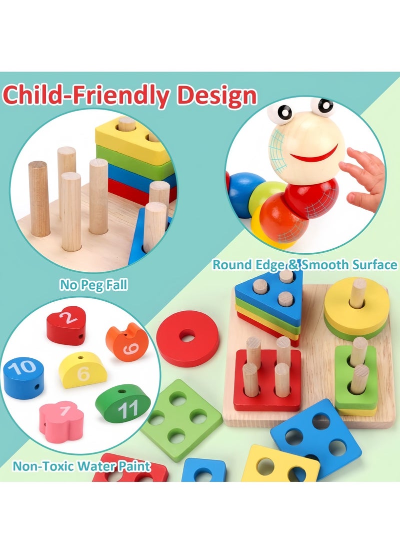 Montessori Toys for 2 Year Old Boys Girls, 6PCS Kids Wooden Toys, Baby Boy Toys 3-6 Year Old, Preschool Educational Learning Toy for Kids Ages 3 4 5 6+, Birthday Gifts - Image 3