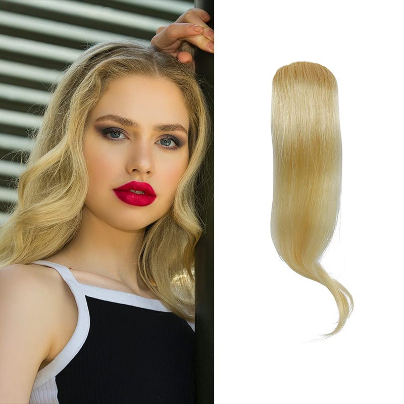 Dsoar 2PCS Wave Side Bangs Clip in Bang Real Human Hair Wave Fringe Hair ExtensionsBlonde613