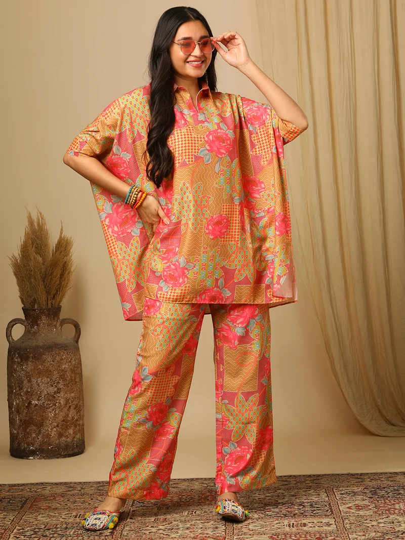globus Women Printed Short Sleeve Top & Trouser Co-Ords
