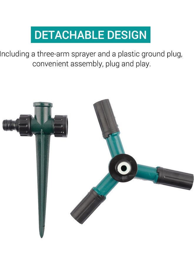 NIBEMINENT 360 Degree Rotating Sprinkler With Three-Arm Sprayer Green - Image 4