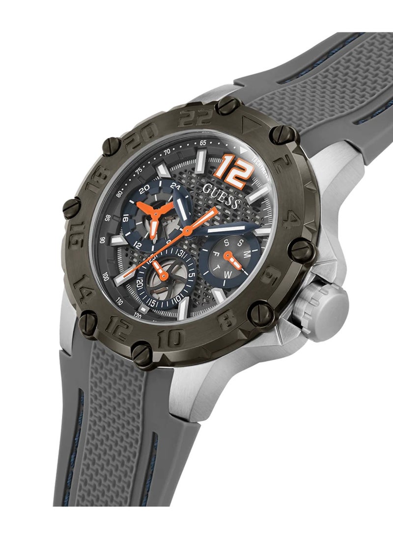 Contender Men's Grey Silicone Band Analog Multi-function Watch GW0640G1 - 46mm