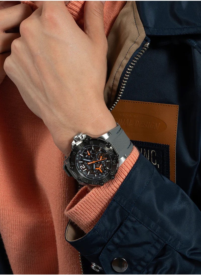 Contender Men's Grey Silicone Band Analog Multi-function Watch GW0640G1 - 46mm