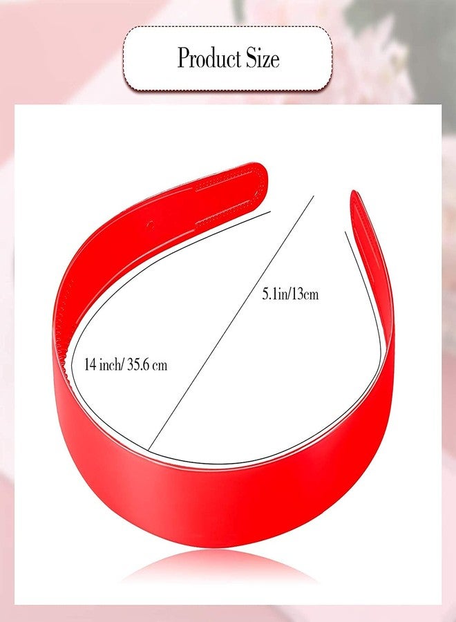 SUNBIRD Wide Plastic Headbands with Teeth Plain Hard Plastic Hairband Non-Slip Craft Headband Hoops for Women Girls DIY Hair Accessories for Women (pack of 3, Red+Blk+White Hair band) - Image 4