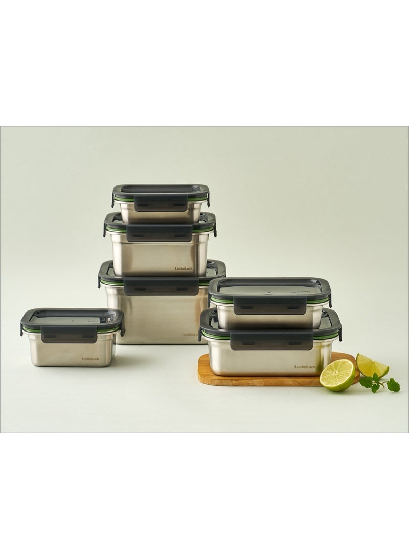 LocknLock Stainless Steel Stackable Food Container Rectangle 600ml – Four-Side Locking Lid, Durable & Leakproof, Oven & Freezer Safe - Image 5