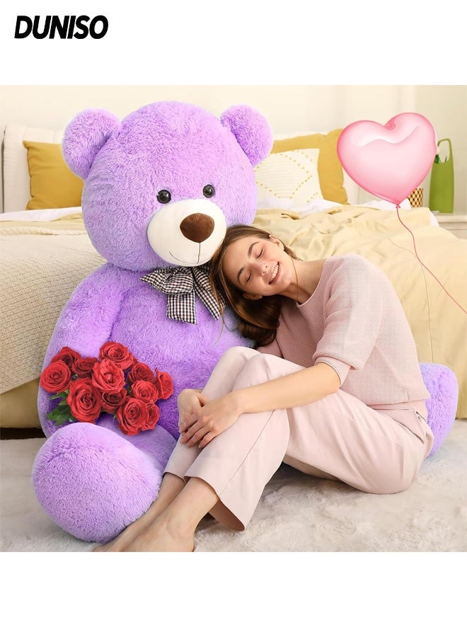 DUNISO Teddy Bear with Cute Bow, Washable Soft Plush Doll ,Stuffed Animal Toy,Gift for Children, suitable for Birthday Party or Any Special days ,140 cm - Image 1