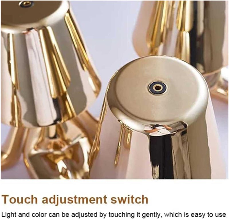 Golden Thinker Table Lamp: 3-Level Dimmable Touch Control, 1800mAh Rechargeable USB, Eye-Softening LED Light - Creative Decorative Figurine Night Light for Home Bedroom Office Library Workplace - Image 3