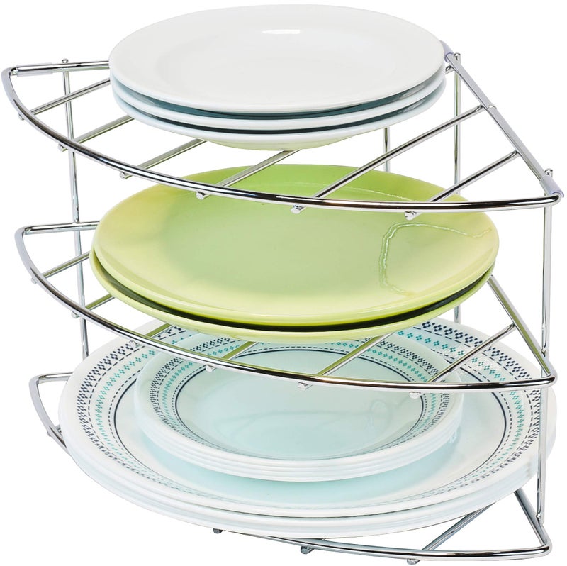 Deco Brothers 3Tier Counter and Cabinet Corner Shelf Organizer Chrome