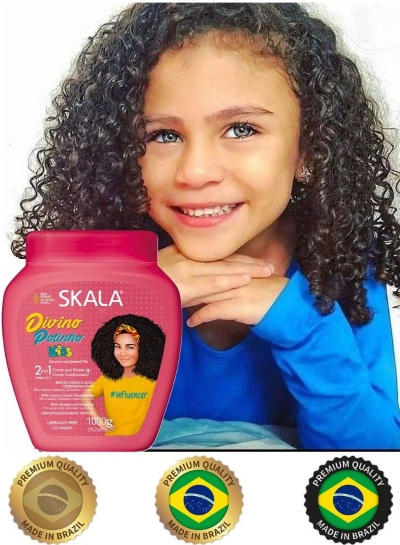 سكالا كريم لشعر الأطفال 2 في 1 الأصلي لترطيب وفك تشابك الشعر المموج والمجعد 1000 جرام - Image 4