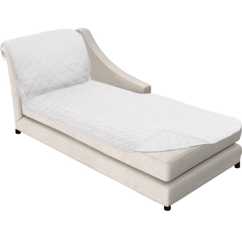 Sofa Shield Sofa Shield Chaise Slip Cover with Patented Strap  Cushion Protector  Reversible Stain and Dog Tear Resistant Slipcover  Quilted Microfiber 102x34  Seat  Washable Covers for Dogs Pets Kids  White - Image 1