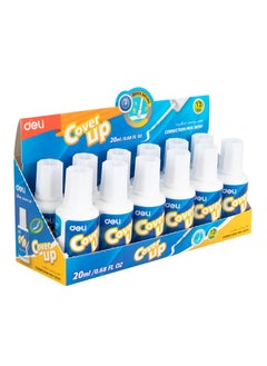 Deli Deli School Correction Fluid - 20ml, 12 PCS Fast Dry, White, E39291  - Image 3