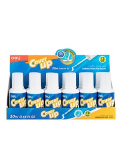 Deli Deli School Correction Fluid - 20ml, 12 PCS Fast Dry, White, E39291  - Image 4
