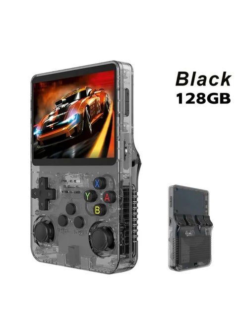 Portable Open Source Classic Game Console GBA Arcade PSP Dual System On Palm 64GB 128GB USB Interface MP4 Player Function-Model:Black Transparent [128G] (without Card)