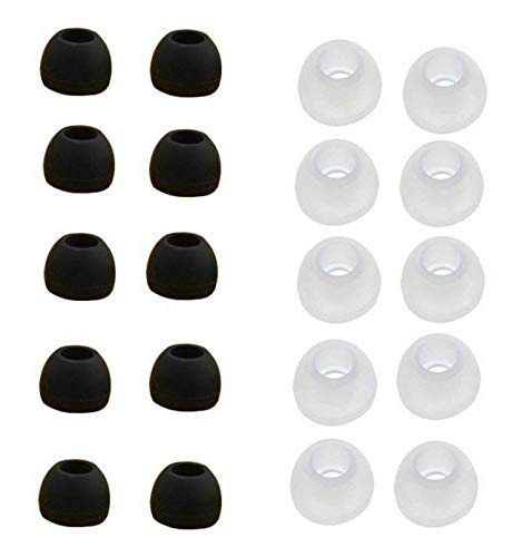 Earbudz 20 Pieces Medium Silicone Earbud Cap Tip Cover Replacement - 10 Black, 10 Clear - Image 2