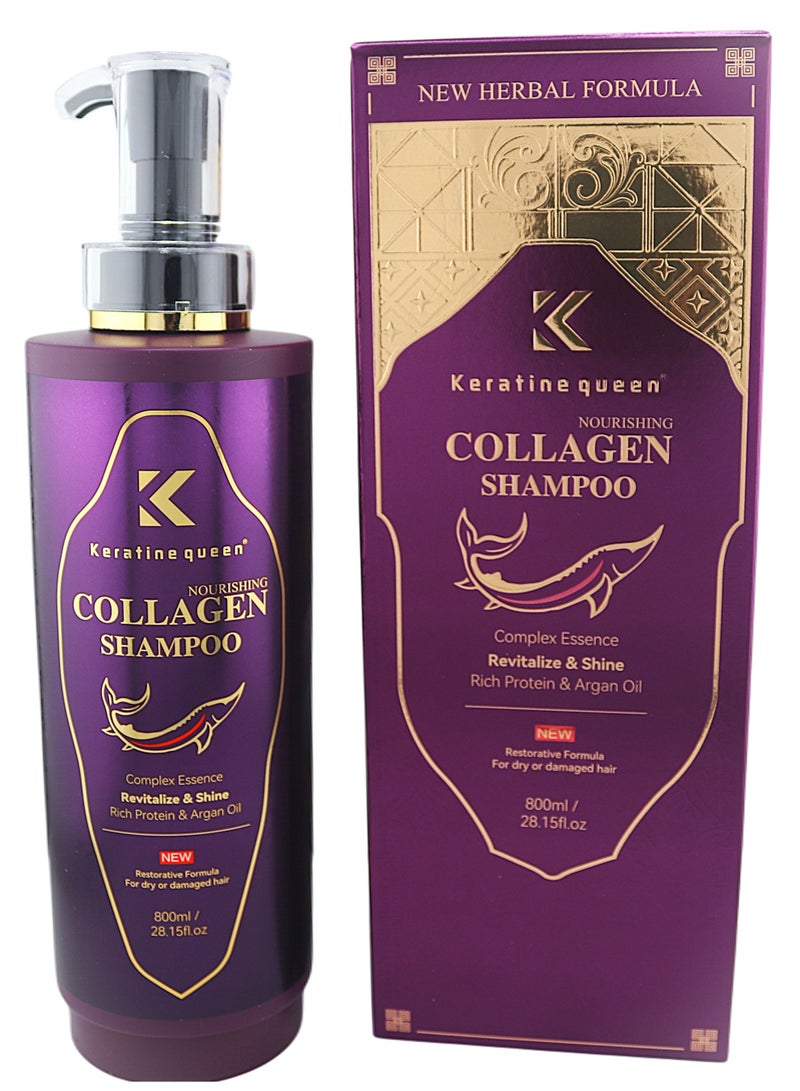كيراتين كوين شامبو الكولاجين المغذي من كيراتين كوين، تركيبة مجددة للشعر الجاف أو التالف، غني بالبروتين وزيت الأرغان، 800 مل/28.15 أونصة سائلة - Image 3