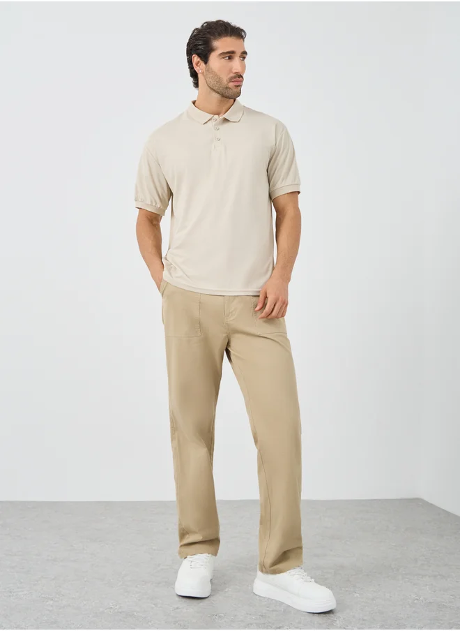 ستايلي Styli Solid Regular Fit Polo Neck T-Shirt
