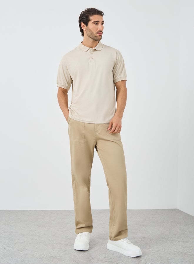 Styli Solid Regular Fit Polo Neck T-Shirt - Image 2