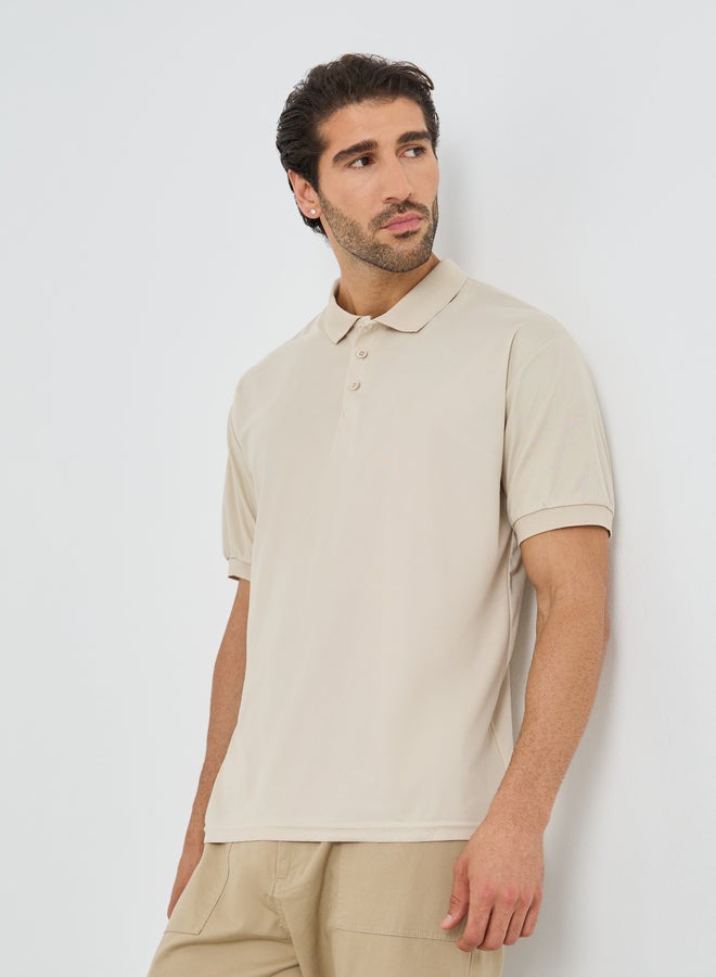 Styli Solid Regular Fit Polo Neck T-Shirt - Image 1