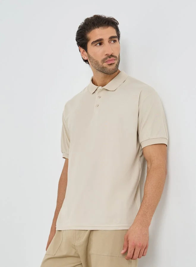 Solid Regular Fit Polo Neck T-Shirt