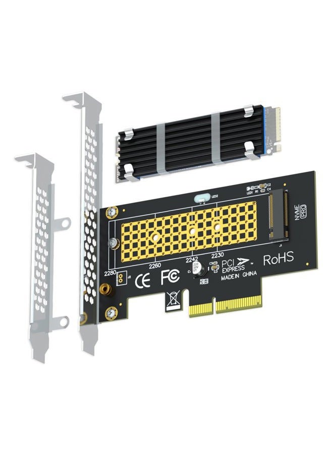 GLOTRENDS PA09-HS M.2 NVMe to PCIe 4.0 X4 Adapter with M.2 Heatsink for M.2 NVMe SSD - Image 1