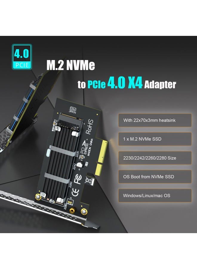GLOTRENDS PA09-HS M.2 NVMe to PCIe 4.0 X4 Adapter with M.2 Heatsink for M.2 NVMe SSD - Image 2