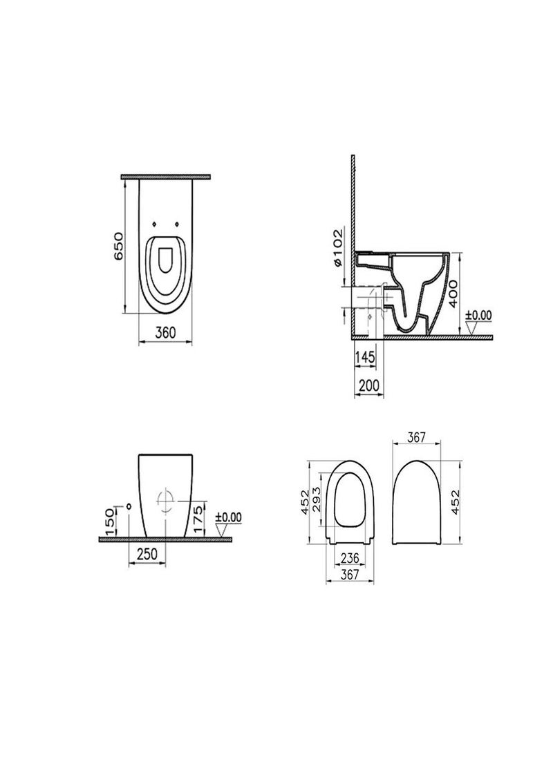 Vitra - VitrA Rimless Floor Standing WC Toilet 65 cm (D) - Glossy White - Image 1