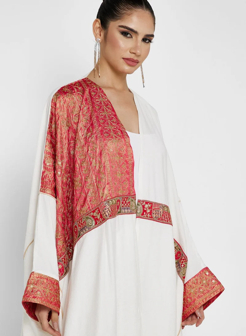 Khizana Colorblock Print Abaya With Sheila