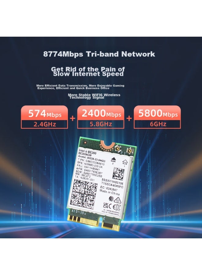 Eb-link Intel Be200 Chip Laptop Wireless Network Card, 8774m M.2 Interface, Wifi 7 Gigabit Tri-band Network Card, Bluetooth 5.4, Internal Computer Module - Image 4