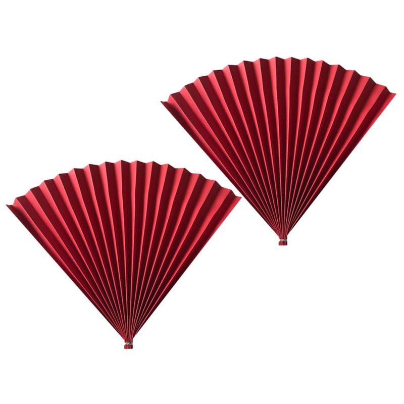 Antique Style Red Paper Folding Fan Set Photo Background Prop Festival Decoration - Image 2