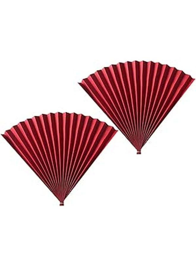 Antique Style Red Paper Folding Fan Set Photo Background Prop Festival Decoration - Image 1