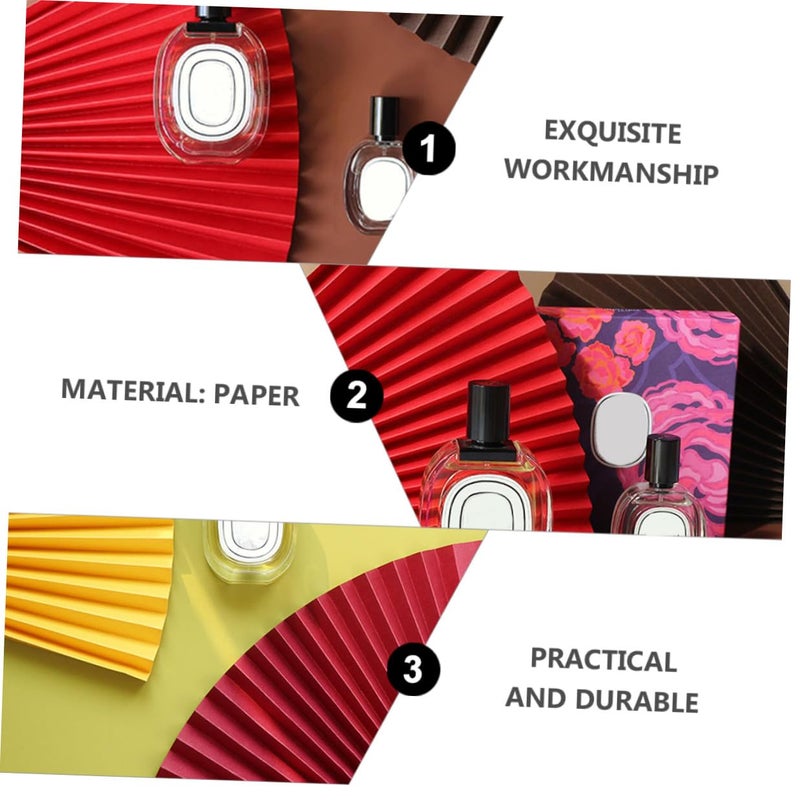 Antique Style Red Paper Folding Fan Set Photo Background Prop Festival Decoration - Image 4