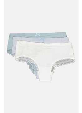 bebe Women 3 Pieces Textured Lace Boxer Panties, Multicolor  - Image 3