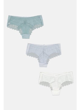 bebe Women 3 Pieces Textured Lace Boxer Panties, Multicolor  - Image 2