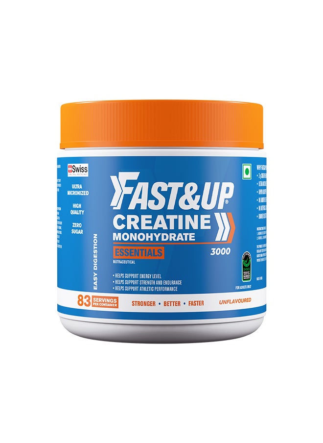 FAST&UP Creatine Monohydrate for Stamina & Endurance - 83 Servings - Unflavoured  - Image 1