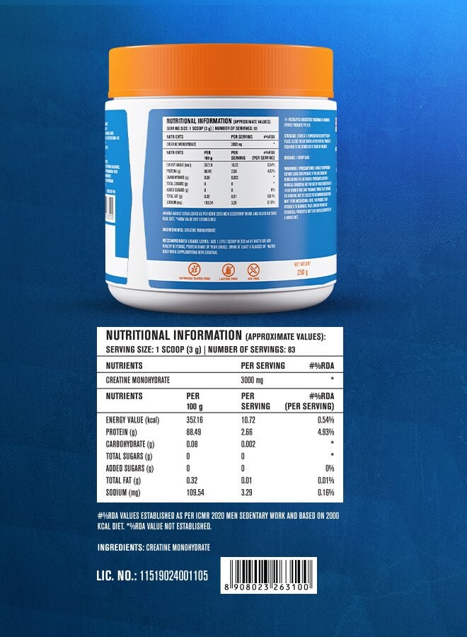 FAST&UP Creatine Monohydrate Micronised - Stamina & Endurance - 250g - 83 Servings, Unflavoured - Image 5