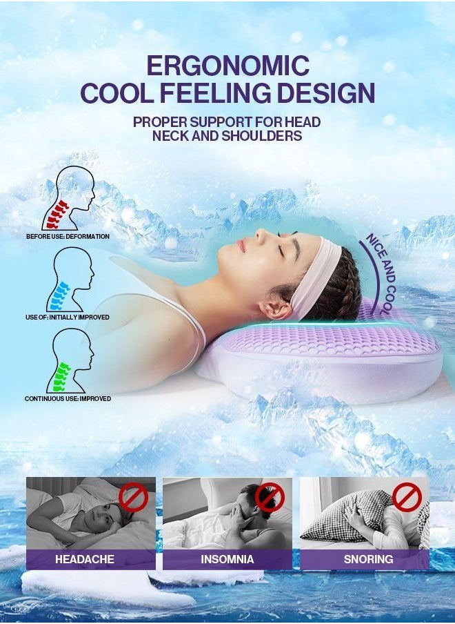 Generic - Comfortable Sleeping Pillow Wave shaped Cervical Pectin Pillow with High Elasticity Cooling Gel - Image 1