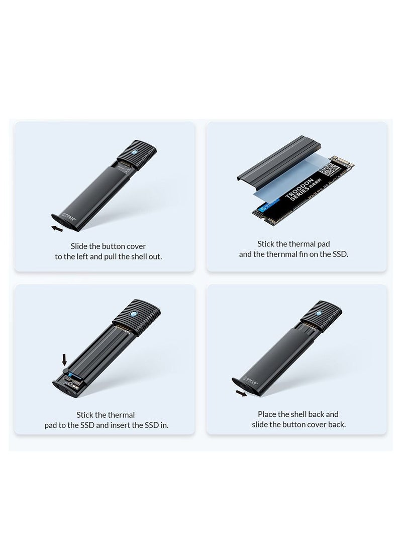 Orico - NVMe Enclosure External SSD Case USB 3.2 Type C Hard Drive Disk Cover 10Gbps HD Storage Box House - Image 1