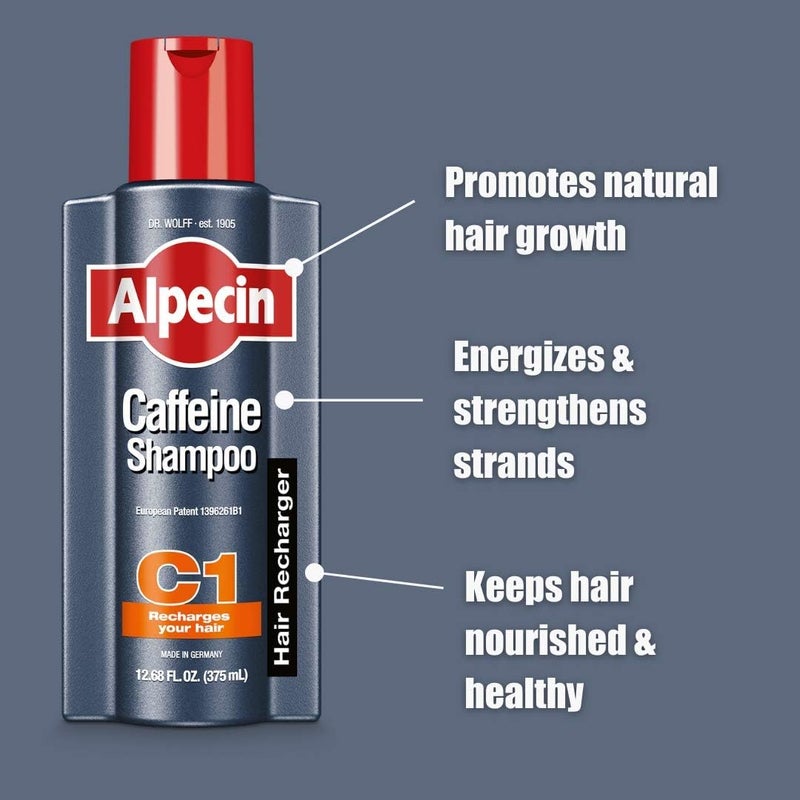 Alpecin C1 Caffeine Shampoo, 8.45 fl oz (Pack of 2) Men's Natural Hair Growth Shampoo for Thinning Hair with Niacin and Castor Oil - Image 2