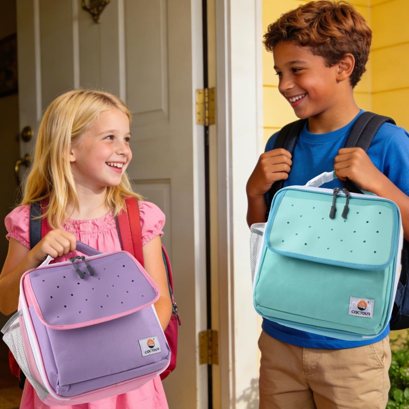 CaCTOUR Lunch Box Kids,Fun Color Lunch Box for Girls,Large Soft Cooler Lunch Bag for Kids,Back to School Thermal Insulated Lunch Tote Bag for School Daycare Outdoor (Purple) - Image 2