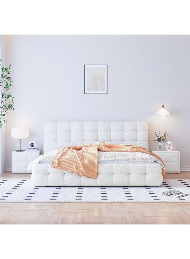 LUXURY LUXE Luxury Luxe Fleece Fabric Wrap Marshmellow Bed Frame - Upholstered Headboard, Solid Wood Structure, (5 Sizes, 3 Colors) (Beige, 180 x 200 cm Without Mattress)  - Image 4