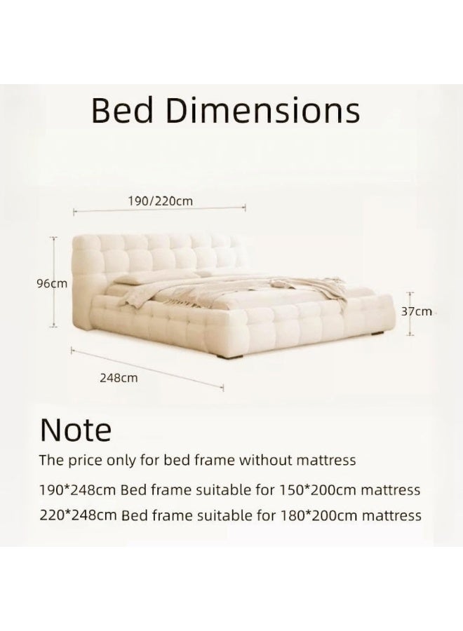 LUXURY LUXE Luxury Luxe Fleece Fabric Wrap Marshmellow Bed Frame - Upholstered Headboard, Solid Wood Structure, (5 Sizes, 3 Colors) (Beige, 180 x 200 cm Without Mattress)  - Image 2