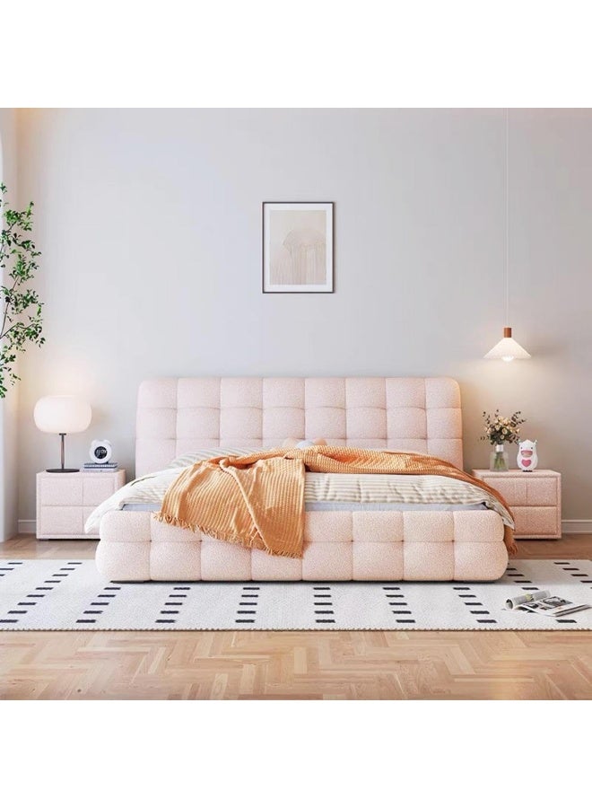 LUXURY LUXE Luxury Luxe Fleece Fabric Wrap Marshmellow Bed Frame - Upholstered Headboard, Solid Wood Structure, (5 Sizes, 3 Colors) (Beige, 180 x 200 cm Without Mattress)  - Image 3