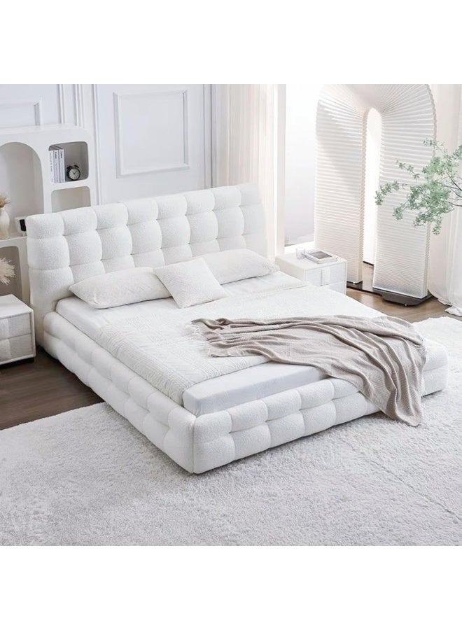 LUXURY LUXE Luxury Luxe Fleece Fabric Wrap Marshmellow Bed Frame - Upholstered Headboard, Solid Wood Structure, (5 Sizes, 3 Colors) (Beige, 180 x 200 cm Without Mattress)  - Image 5
