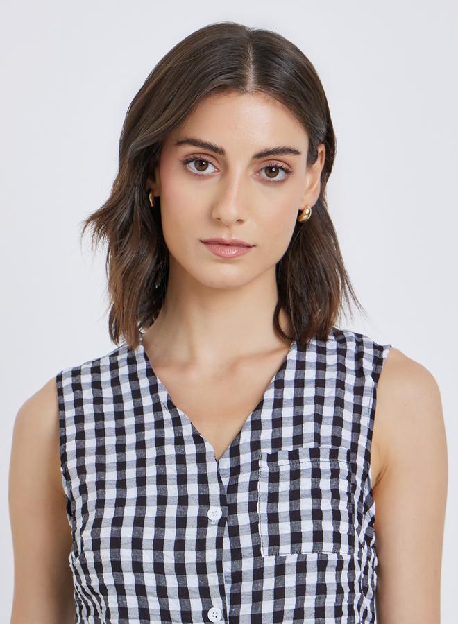 Styli Checked Pattern Sleeveless Vest Top - Image 3