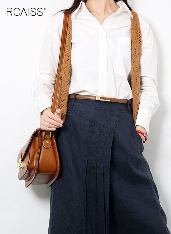 roaiss 2PCS Women's Belt,Classic Ladies Skinny Belts Jeans Belt Buckle Dresses Thin Waist Belt,Vintage Alloy Adjustable Leather Belt Thin Waist Belt Decorative for Dress Jeans Trousers Overcoat - Image 4