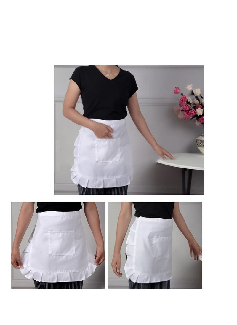 SYOSI - White Waist Apron Half Apron Kitchen Half Waist Apron Ruffle Chef Work Bib Maid Apron Dress Bistro Server Aprons for Waitress Cosplay Costume - Image 1