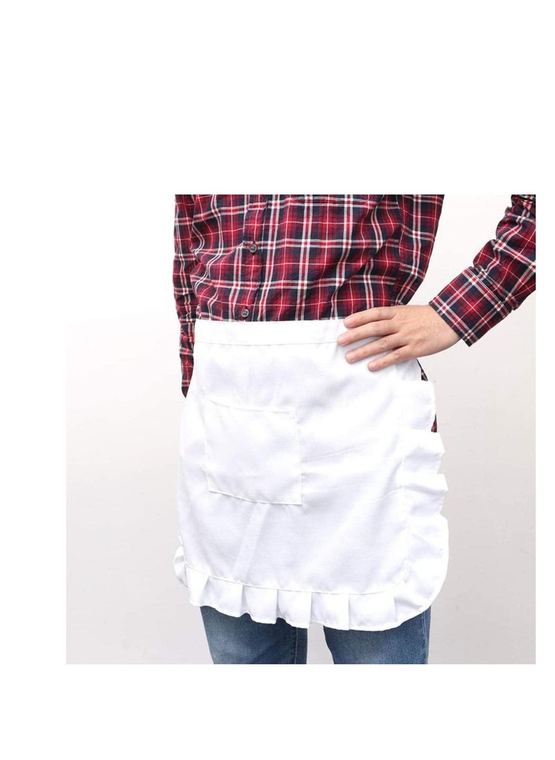SYOSI - White Waist Apron Half Apron Kitchen Half Waist Apron Ruffle Chef Work Bib Maid Apron Dress Bistro Server Aprons for Waitress Cosplay Costume - Image 1