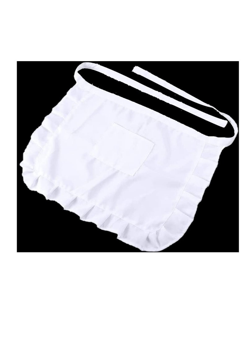 SYOSI - White Waist Apron Half Apron Kitchen Half Waist Apron Ruffle Chef Work Bib Maid Apron Dress Bistro Server Aprons for Waitress Cosplay Costume - Image 1