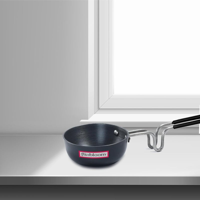 FLIXBLOOM FLIXBLOOM Ultimate Kitchen Multipurpose Tadka Pan Vaghar Pan Chounk Pan Baghar Pan for Frying DalSpices Flame Safe Gas Stove Safe Hard Anodised 13 in 270ml  - Image 1