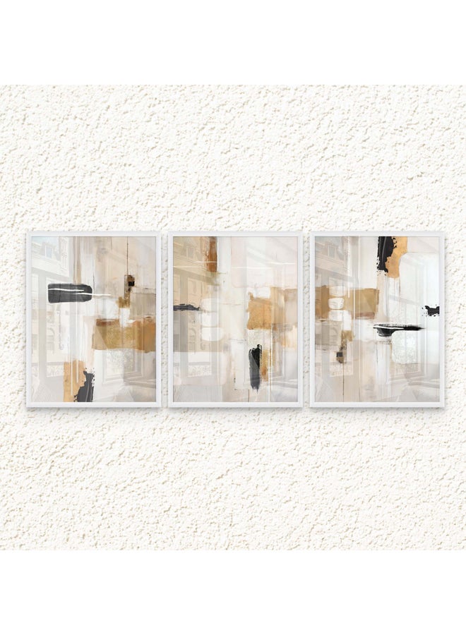 Art Decor Art Decor Framed Fine Art Set of 3 Abstract Modern Wall Art Print Vibrant Contemporary Abstract Portrait Wall Décor for Home Living Room Bedroom Office Gifting  - Image 1